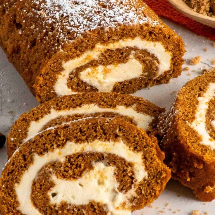 Pumpkin roll with cream cheese
