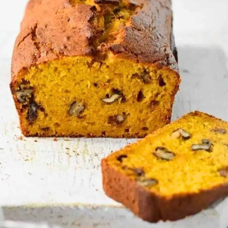 Sliced pumpkin walnut bread