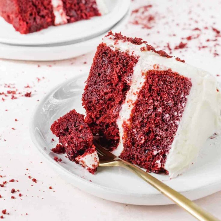 A slice of Southern red velvet cake