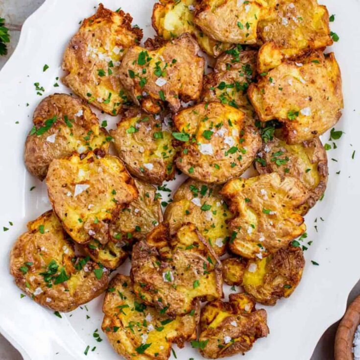 Super crispy air flyer smashed potatoes