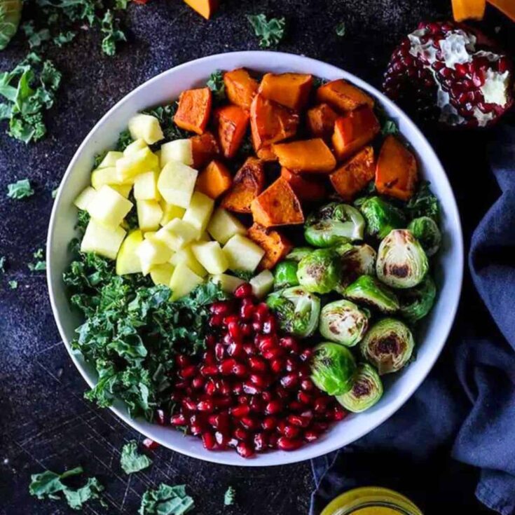 A bowl of vegan Fall harvest salad