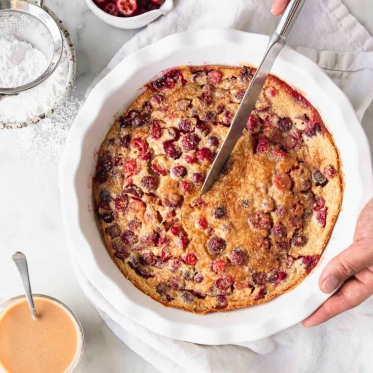 Brown butter cranberry clafoutis dessert
