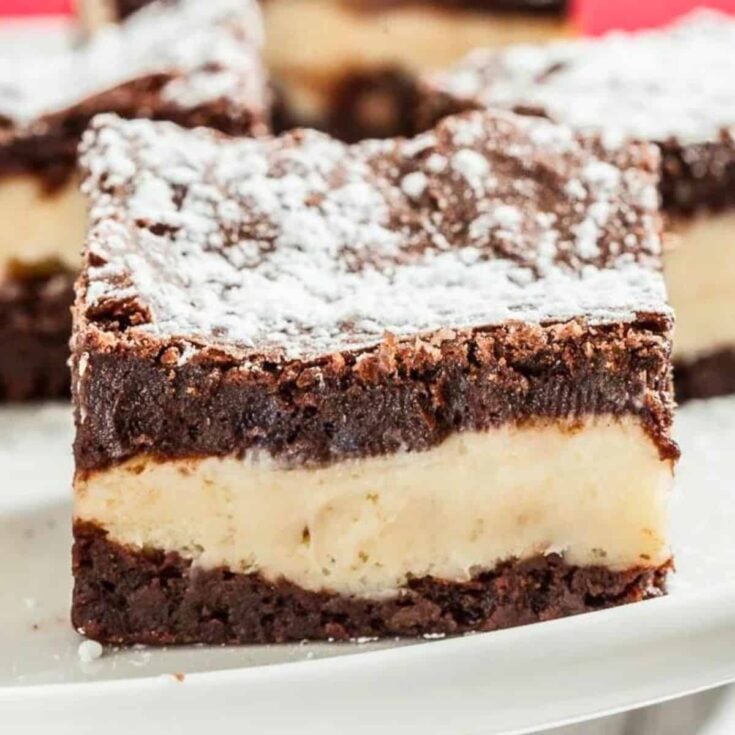 Chewy fudgey Thanksgiving cheesecake bar