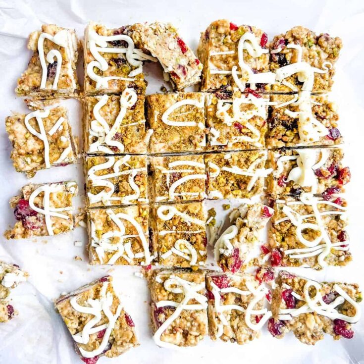 Cranberry pistachio no-bake bars