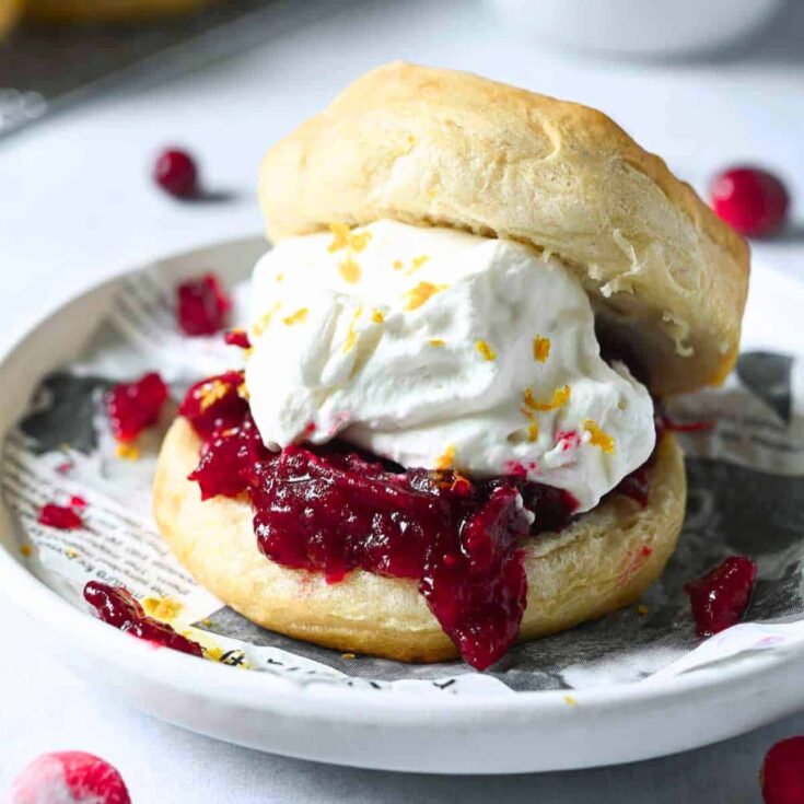 Cranberry shortcake on a plate