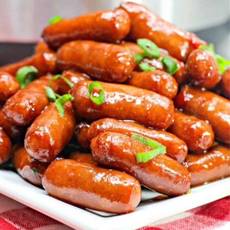 Crockpot little smokies served on a plate