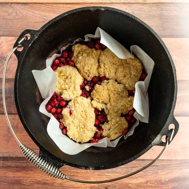 Dutch oven cranberry cobbler