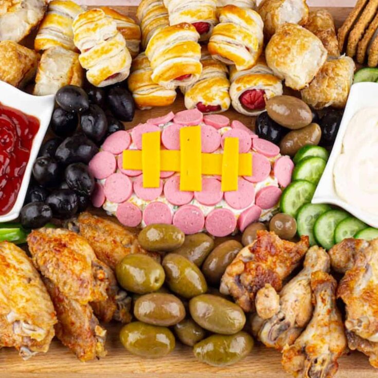 Football-themed charcuterie board