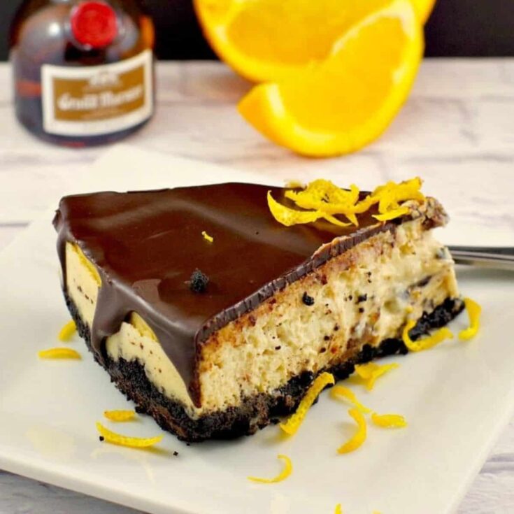 A slice of Grand Marnier cheesecake