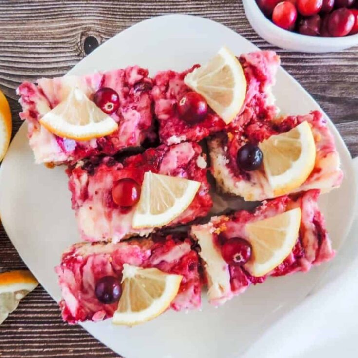 Lemon cranberry cheesecake bars