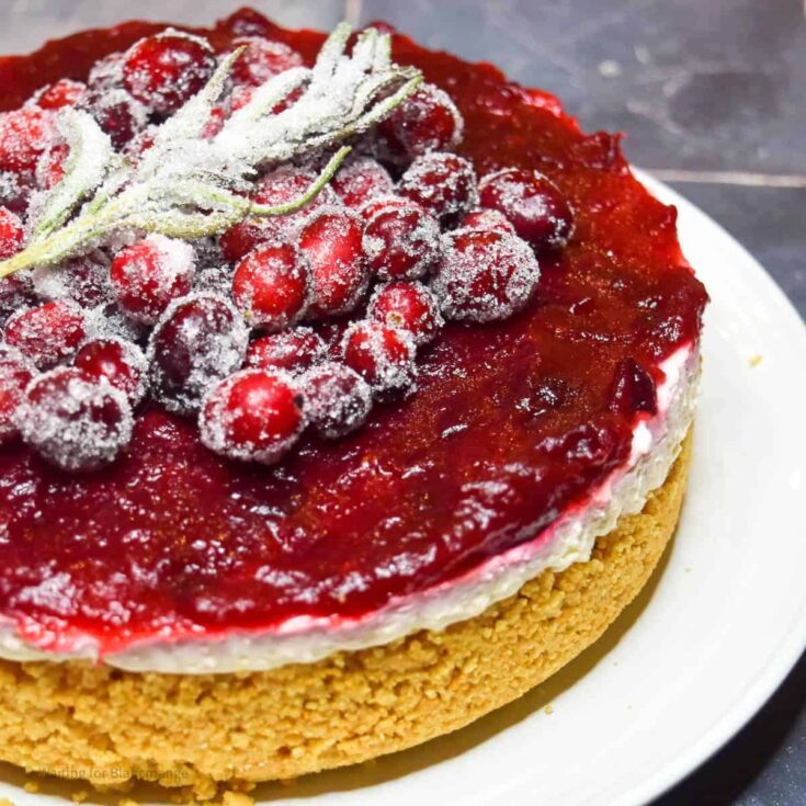 No-bake cranberry cheesecakes