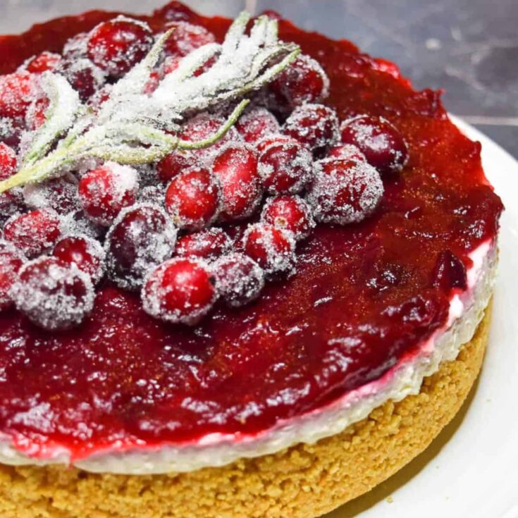 No-bake cranberry cheesecake with gingersnap crust
