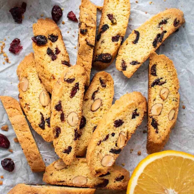 Orange cranberry biscotti with almonds