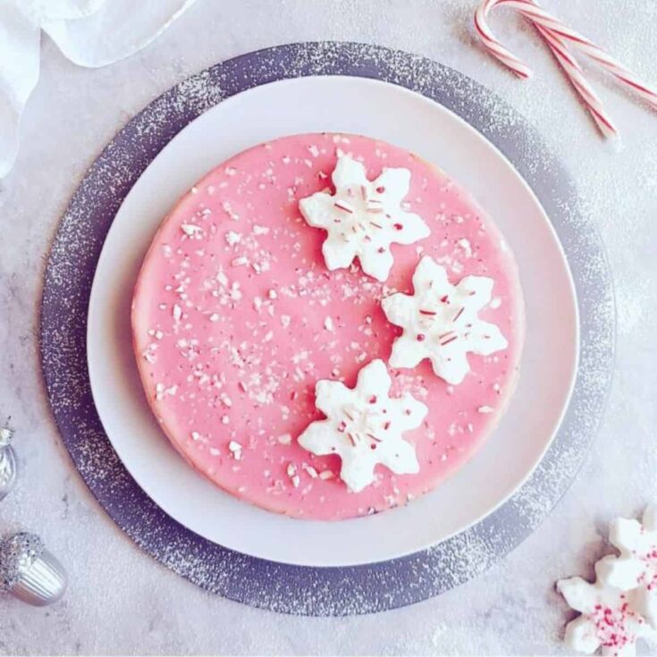 Pink peppermint Christmas cheesecakes