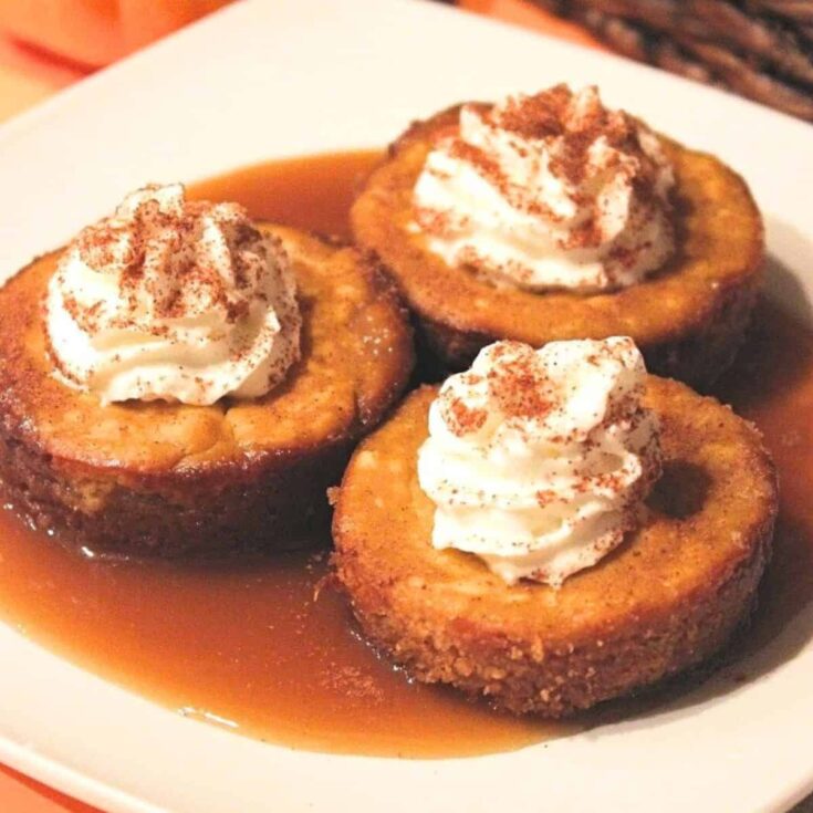 Pumpkin caramel Thanksgiving cheesecake bites