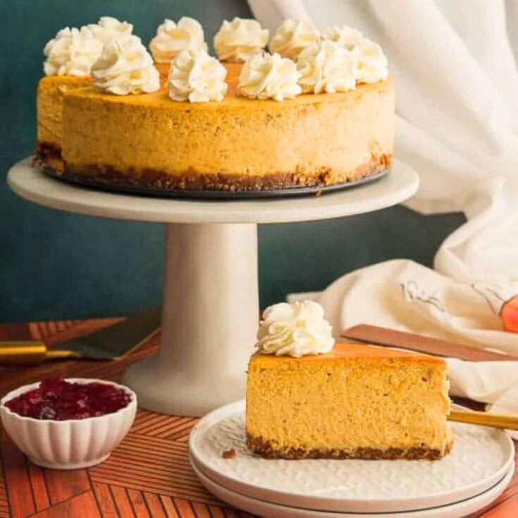 Pumpkin with gingersnap crust cheesecake