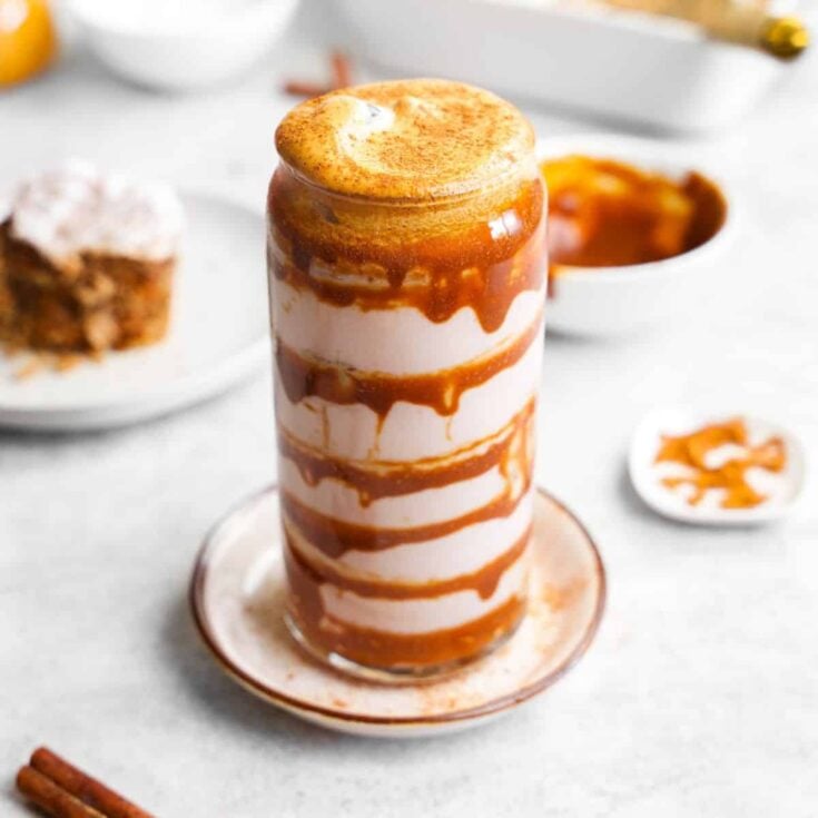 Vegan cinnamon roll latte iced coffee