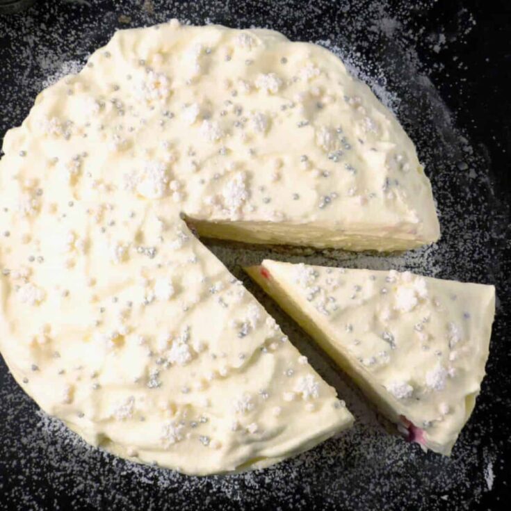 White chocolate truffle cranberry cheesecake