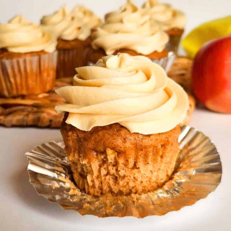 Apple cupcakes with maple buttercream frosting