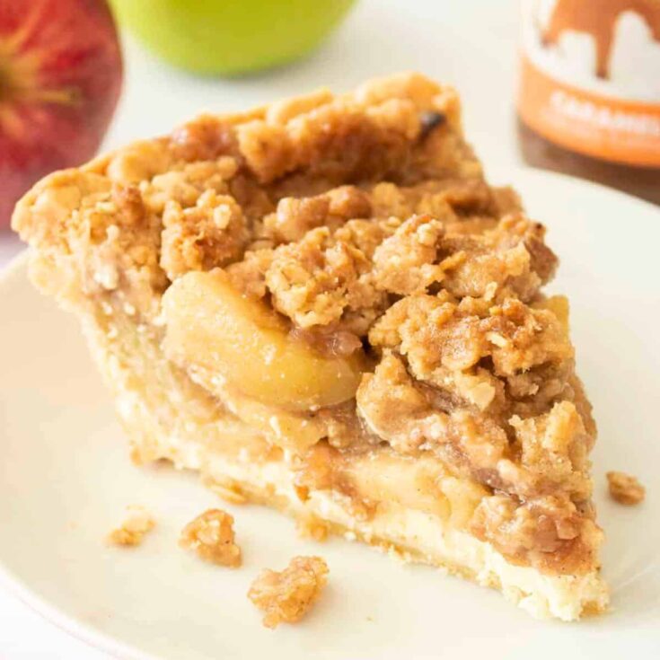 A slice of apple pie cheesecake