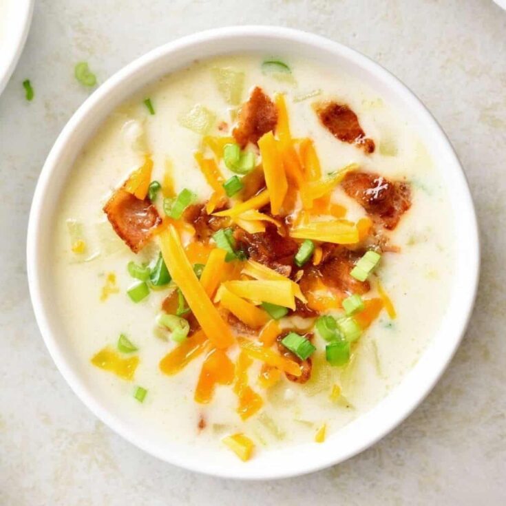 A bowl of creamy potato winter soup