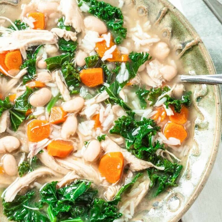 Chicken kale white bean winter soup