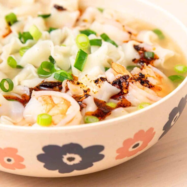 Chinese shrimp noodle winter soup
