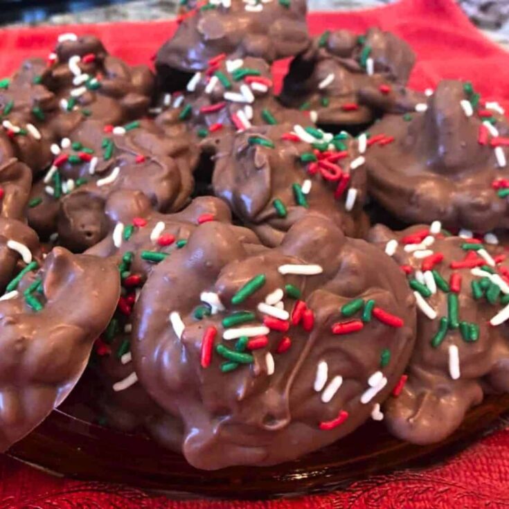 Crockpot Christmas crack topped with sprinkles