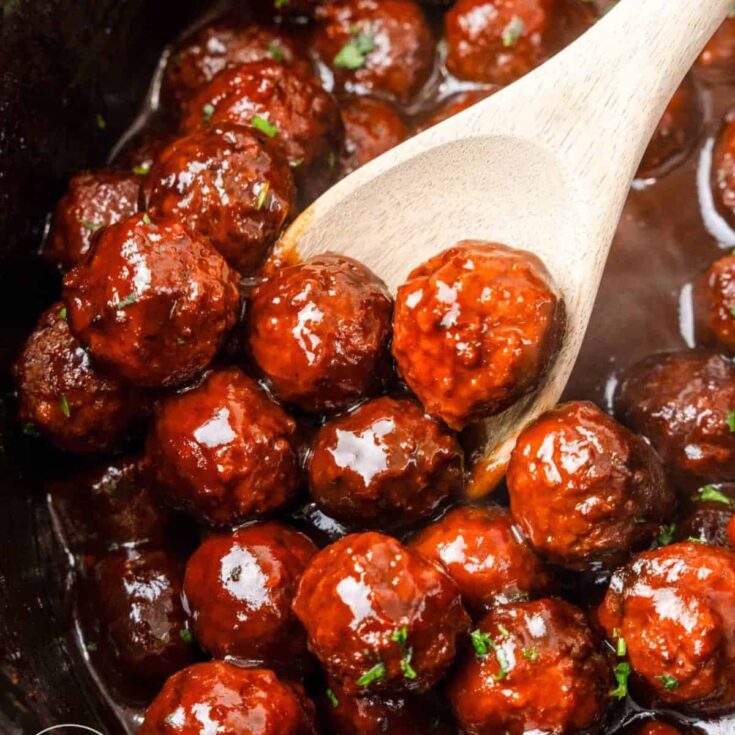 Crockpot grape jelly meatballs