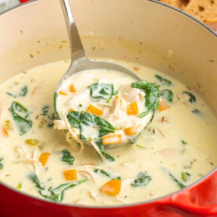Creamy chicken Florentine Winter soup