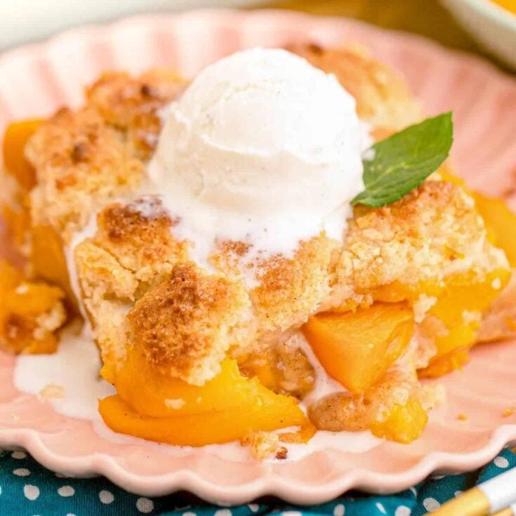 Peach cobbler with canned peaches