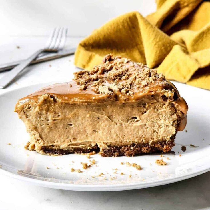 A slice of Gingerbread cheesecake dessert
