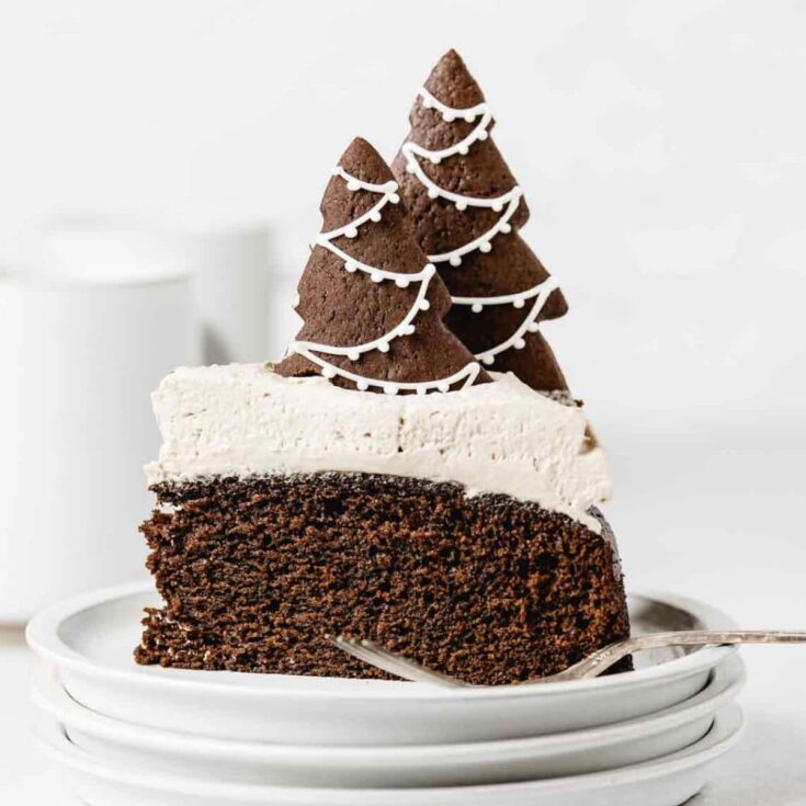 A slice of gingerbread latte cake