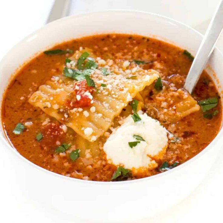 A bowl of lasagna Winter soup