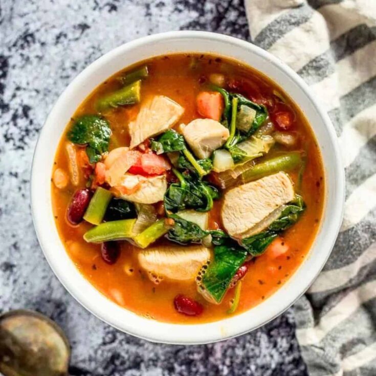 One pot chicken minestrone winter soup