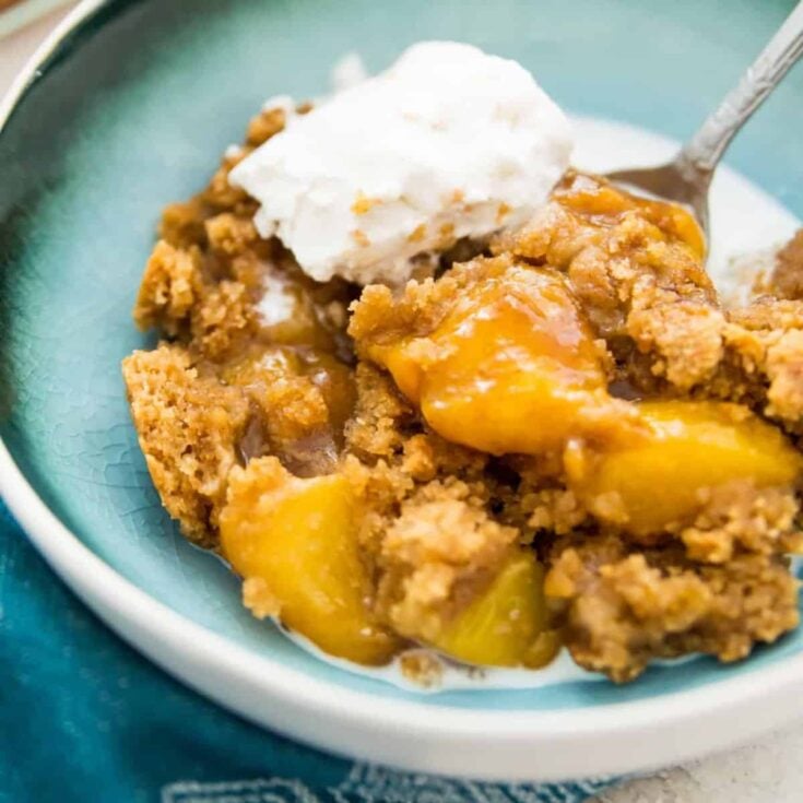Paleo peach cobbler, made after reading these peach cobbler recipes