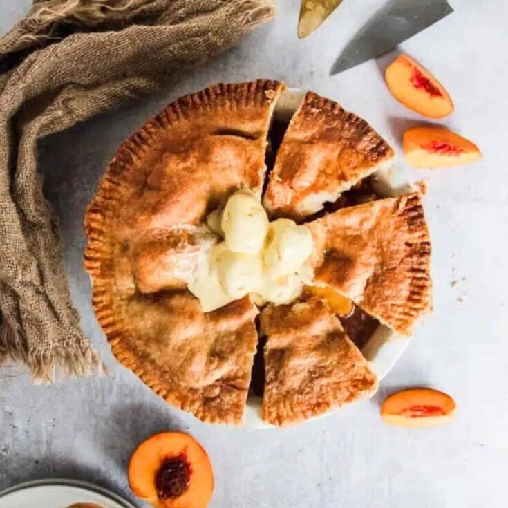 Sliced peach cobbler