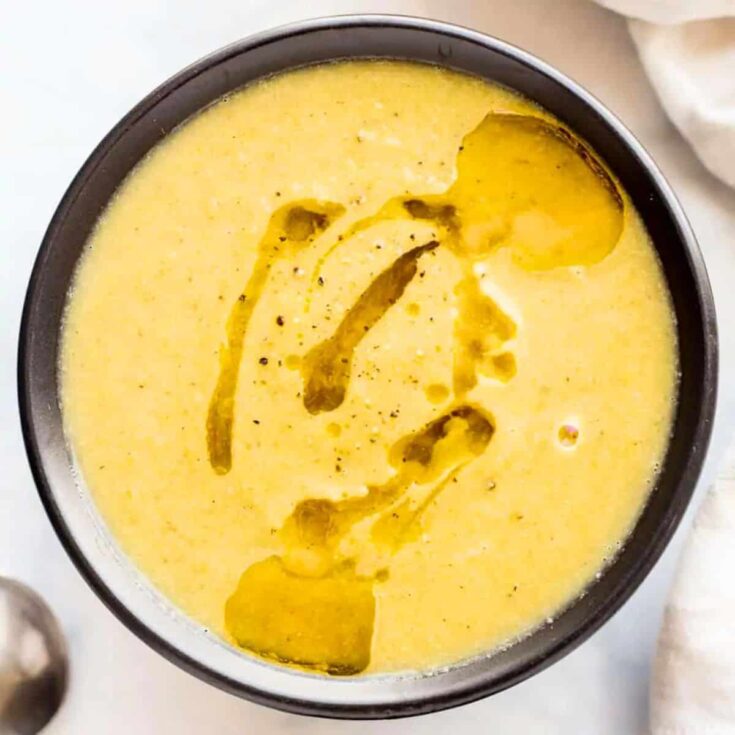 Roasted Cauliflower and Leek winter soup