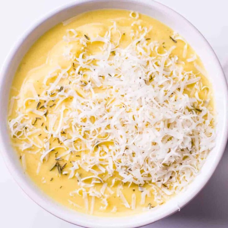Roasted acorn squash and cauliflower winter soup