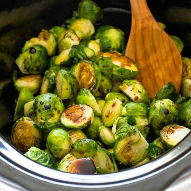 Slow cooker balsamic brussels sprouts