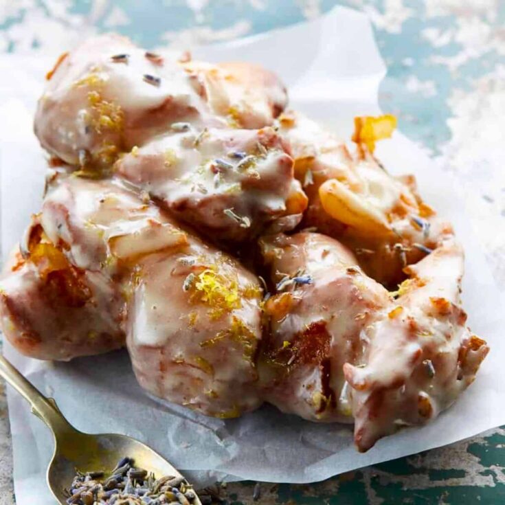 Vegan apple fritters with apple cider glaze
