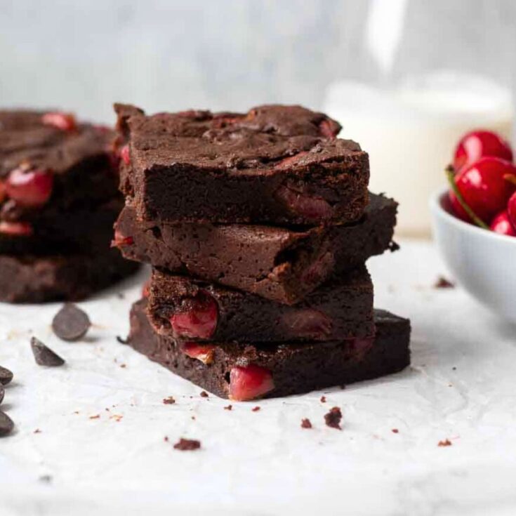 Chocolate cherry brownies, made after reading these brownie recipes
