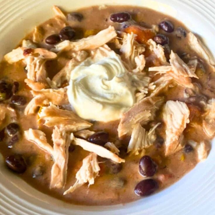 Crockpot creamy black bean and peppers chicken