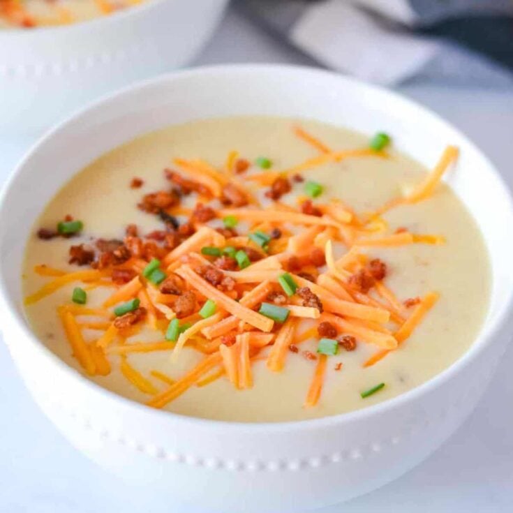 A bowl of easy slow cooker potato soup