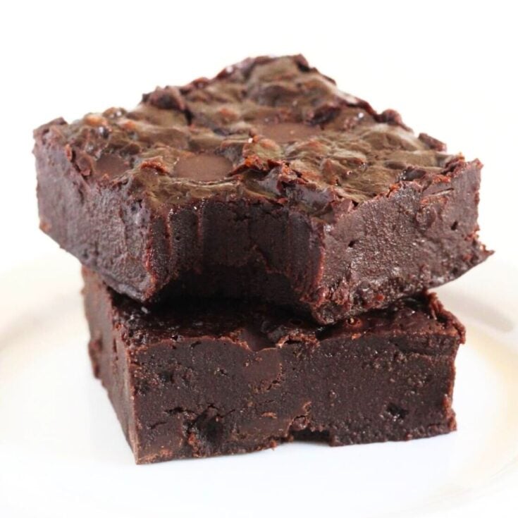 Two fudgy vegan brownie