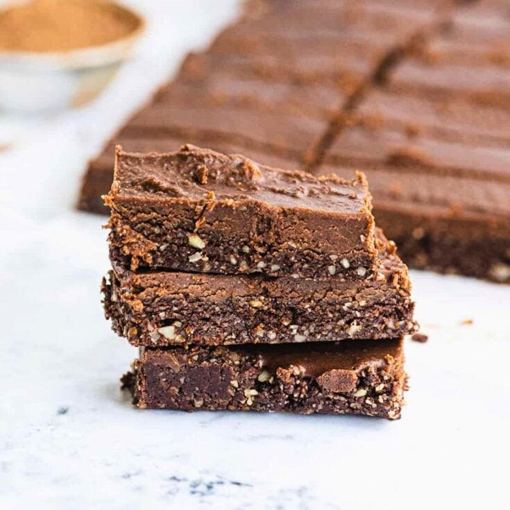 Healthy double chocolate no bake vegan brownies