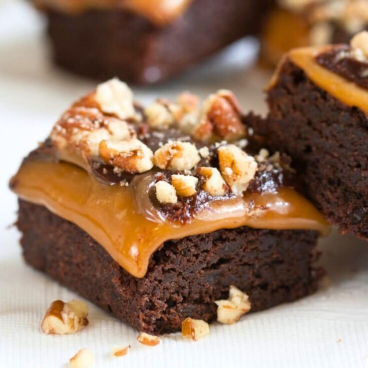 Millionaire caramel brownies made after reading these caramel desserts