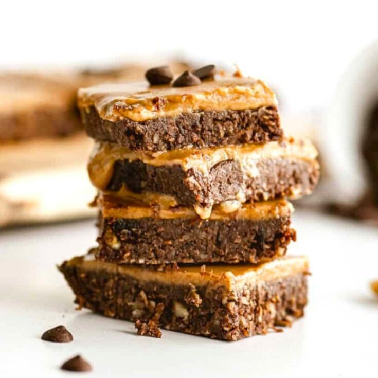 No bake vegan brownies with caramel