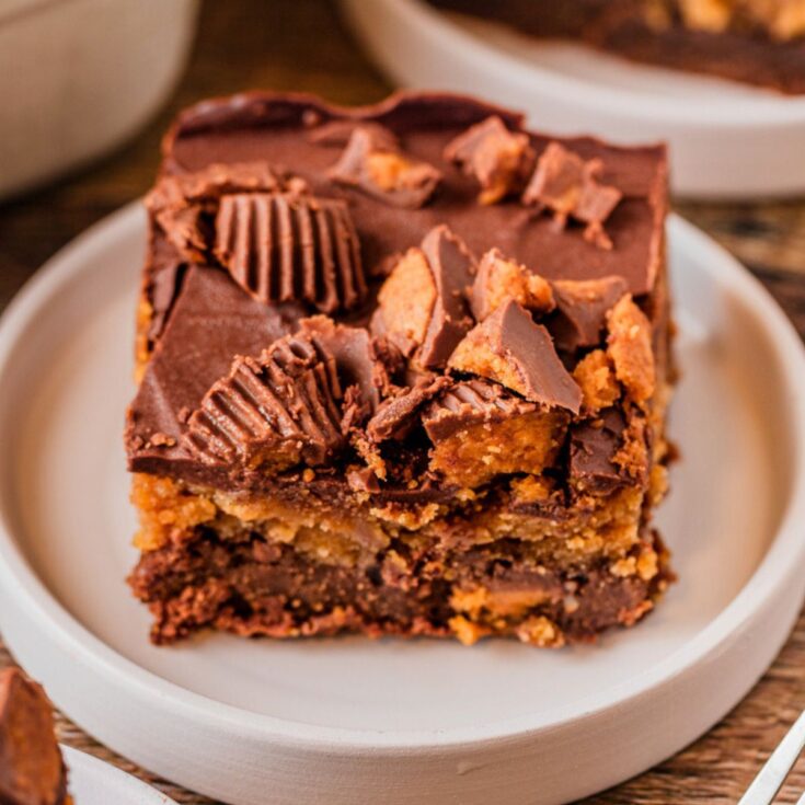 Peanut butter cheesecake brownie