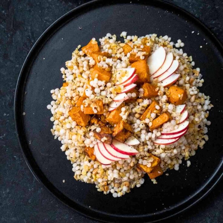 Roast pumpkin salad, made after reading these sweet and savory apple recipes